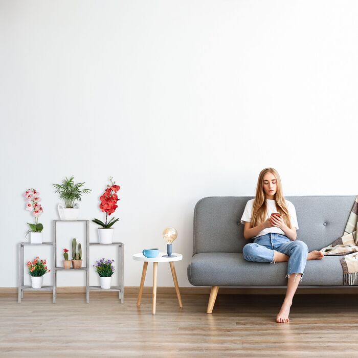 Стелаж для квітів Relaxdays сірого кольору з дерева