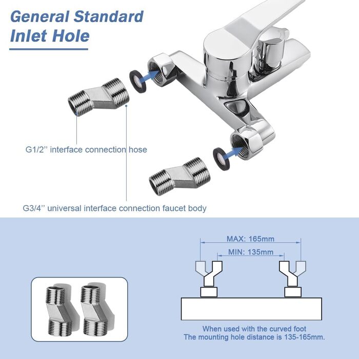 Змішувач для ванни з душем (хром) з 3 режимами, набір для ванної кімнати (Bs102)