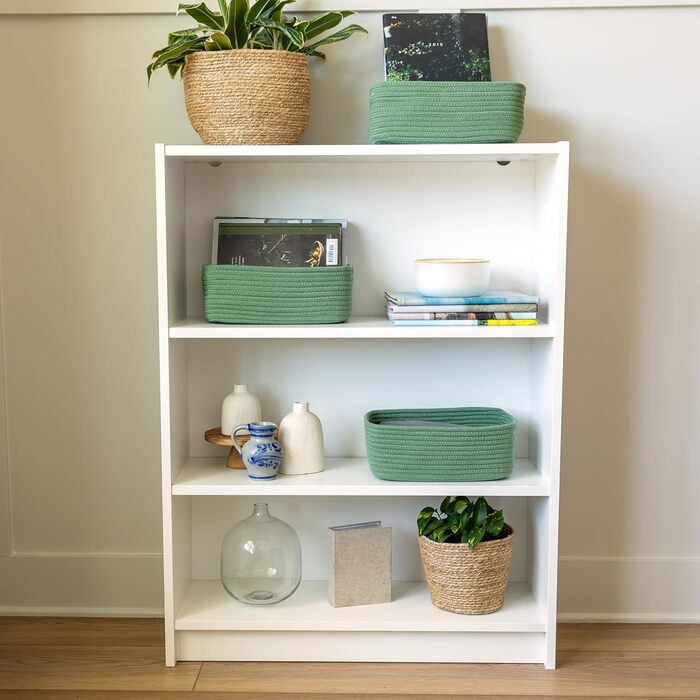 Кошики для полиць NaturalCozy, прямокутні, 30 x 20,3 x 11,4 см, зелені, набір 3 шт.