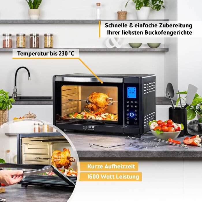 Міні-піч TZS First Austria Digital 30L 1600W з регулюванням температури та таймером - для кухні та кемпінгу