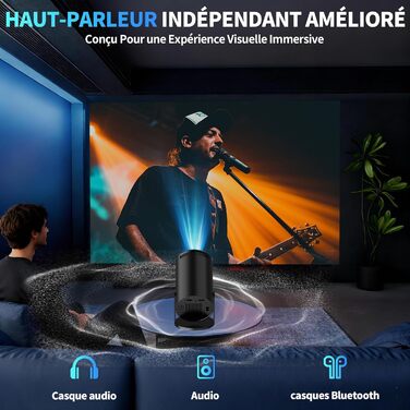 Портативний проєктор Mini Beamer 4K Full HD з Wi-Fi 6, Bluetooth 5.4 та автоматичною корекцією трапецеїдальних спотворень. Підтримка 4K, Full HD, 1080P. Сумісний з TV Stick, USB, Laptop, PC. В комплекті миша та пульт дистанційного керування. Чорний колір.