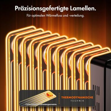 Масляний радіатор VonHaus 2.5 кВт з термостатом - білий/чорний, 11 ребер | Електричний обігрівач для дому та офісу