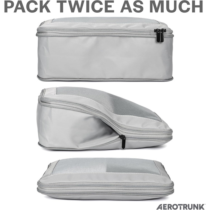 Набір компресійних органайзерів для подорожей Aerotrunk для валізи, 6 шт, світло-сірий