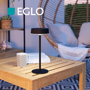 LED сонячна настільна лампа EGLO Simeri для вулиці, бездротова, акумуляторна, сенсорне регулювання яскравості, металева, IP54, білий, тепле/нейтральне/холодне біле світло