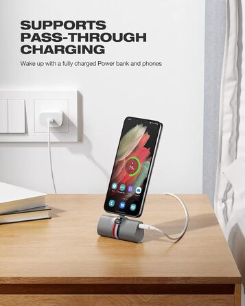 Міні Power Bank 5000 мАг, 20 Вт PD, бездротовий, LED-дисплей, підставка, USB-C, сумісний з iPhone/Samsung