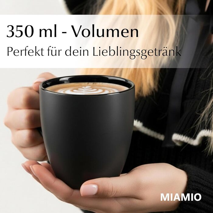 Набір з 6 кавових чашок Miamio Le Papillon, 350 мл, чорний колір