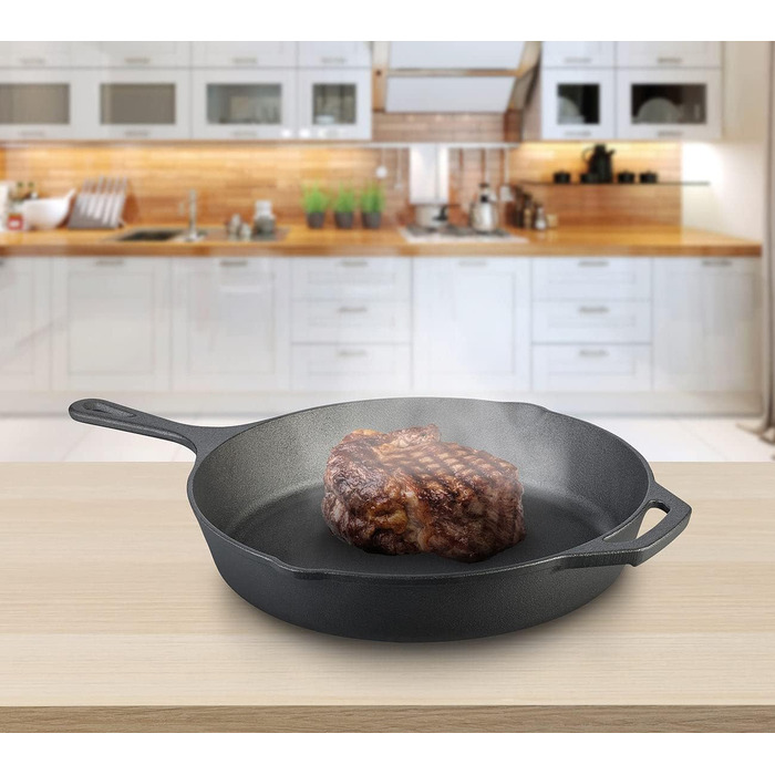 Сковорода-гриль Торнвальд-Ковчег чавунна чавунна сковорода з бортиком висотою 6 см, діаметром 30 см, попередньо витримана (чавунна сковорода)