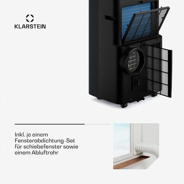 Klarstein AireLux: Мобільний кондиціонер 14000 BTU, до 51 м², керування через додаток та голосовий помічник, 4-в-1 (охолодження, осушувач, вентилятор, нічний режим), тихий, темно-сірий