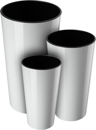 Набір горщиків KADAX (3 шт) з дерев'яною стружкою, білий глянцевий, 19,25/30 см