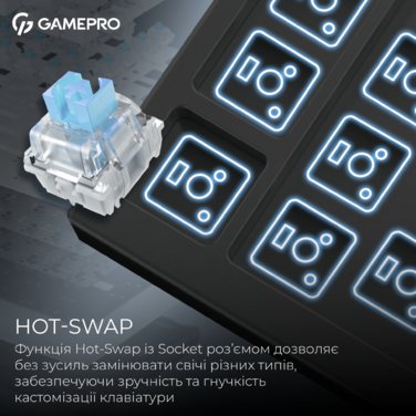 Бездротова механічна клавіатура GamePro Asgard Valhalla Pro (MK160W-D-Pro) 75% Rainy switches