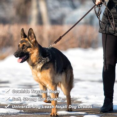 Шкіряний повідець 1,2 м - надміцний повідець для великих/середніх собак