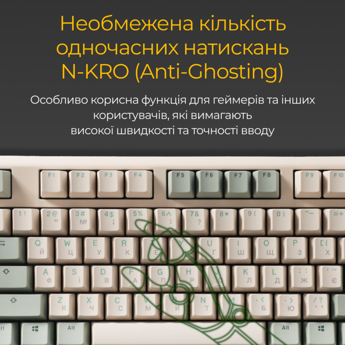 Механічна клавіатура Ducky One 3 TKL Cherry MX Red Matcha Cream UA