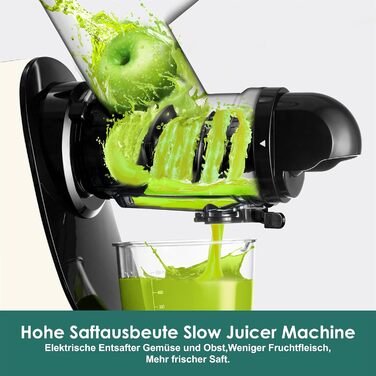 Фрета Slow Juicer: Електрична холодний відцентровий соковитискач для овочів та фруктів, 200W, 76 мм, легке очищення (кремовий)