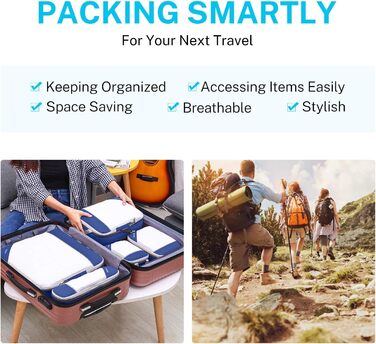 Набір компресійних органайзерів для одягу в подорож Gonex, 6 предметів, темно-синій — міцні сумки-пакувальники для валізи