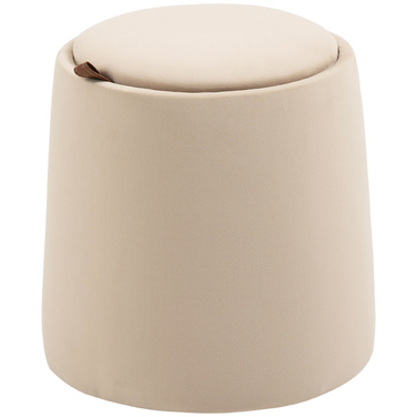 HOMCOM Ottoman Круглий пуф зі знімною кришкою для зберігання Beige Velvet Look Ø44 см x 47,5 см як журнальний столик