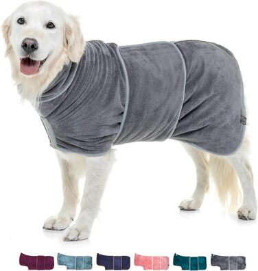 Халат для собак Lucky Paws - ультрам'який та поглинаючий (XL, сірий)