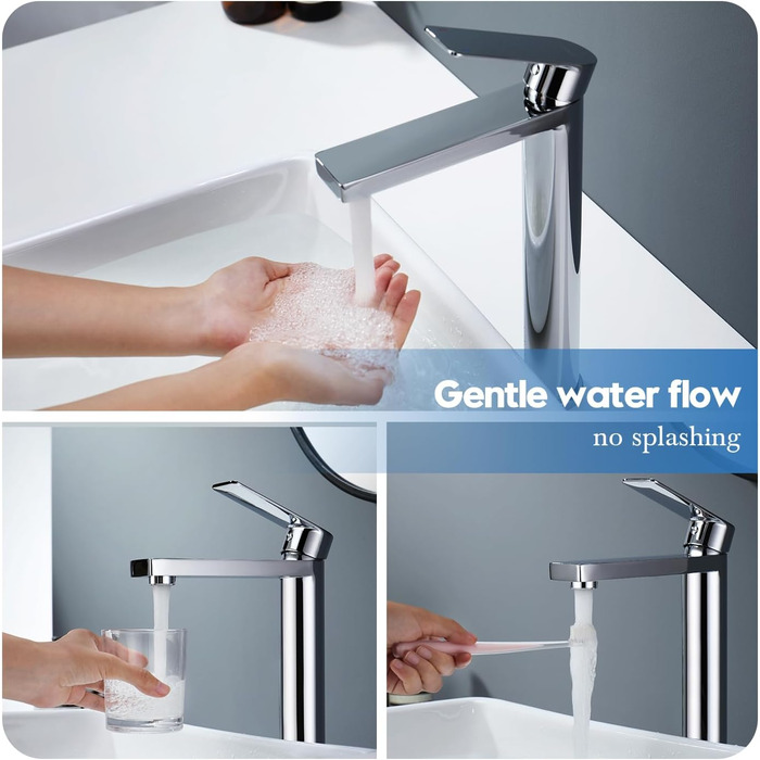 Змішувач для умивальника Decaura, хром, нержавіюча сталь, однорідний, висота виливу 250 мм, для накладних умивальників