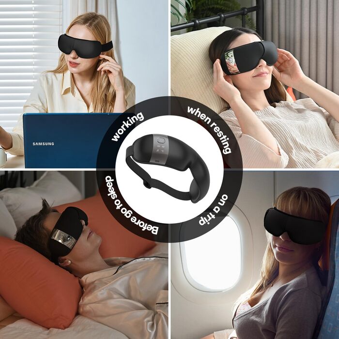 Масажер для очей HubiCare з підігрівом та вібрацією – для зняття втоми, мігрені та зменшення набряків під очима