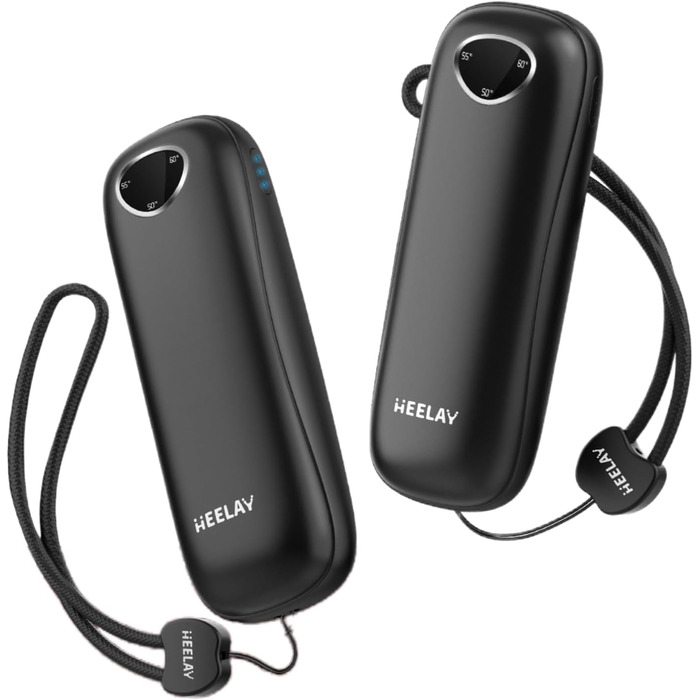 Електричні грілки для рук 10000mAh, 2 шт. [Подарункова коробка до Нового року] Повторно використовувані грілки USB для зими, для хворих на синдром Рейно, для активного відпочинку, ігор, павербанк (чорний)