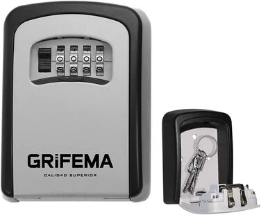 Шлюз для ключів GRIFEMA з міцним кріпленням, вологостійкий - сейф для ключів на 4 цифри, з кодовим замком, надійний, для ключів, карт, з цинкової сплави (з замком, комплект з настінним кріпленням)