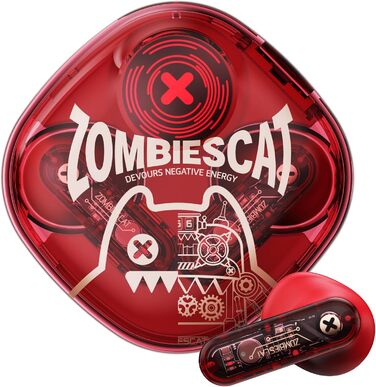 Навушники-вкладиші ZOMBIES CAT Bluetooth 5.3, HiFi стерео, сенсорний, світлові ефекти, для IOS/Android, червоний