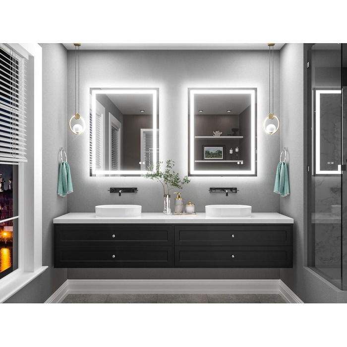 Дзеркало для ванної кімнати TETOTE з підсвічуванням 90x90 см, без рами, LED-touch, 3 кольори, регулювання яскравості, антизапар, пам'ять