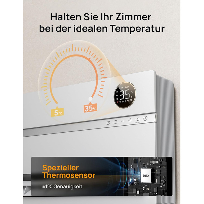 Електричний конвектор Dreo Smart Heizung: 2000W, з пульт та app, осциляція 120°, 5 режимів, таймер 24г, PTC кераміка, термостат