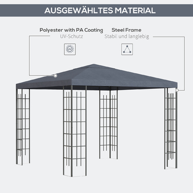 Аутсонячна садова альтанка 3x3 м міцний намет для вечірок Marquee Garden Tent зі сталі та поліестеру сірого кольору для вечірок у саду та заходів