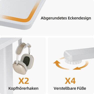 Регульований стіл Claiks 120x60 см: електричний, з пам'яттю, з гачками | Стіл для стоячи/сидячи