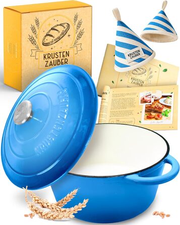 Форма для випікання хліба з чавуну з кришкою Krustenzauber - 28 см, 4.7л, блакитна