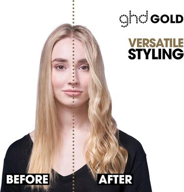 Випрямляч для волосся ghd Gold: професійний, без екстремального нагріву, плаваючі керамічні пластини, гладке покриття, антифриз, швидкий нагрів (30 сек), UK-штекер, упаковка 2023