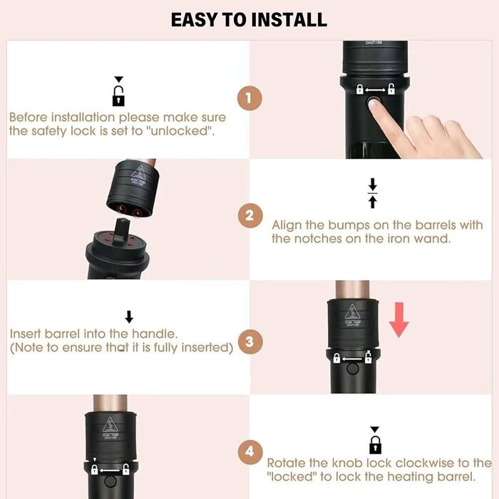 Набір для завивки волосся Janelove 5 в 1 - локони 10-32 мм, кераміка, регулювання температури, рукавички, чохол (рожеве золото)