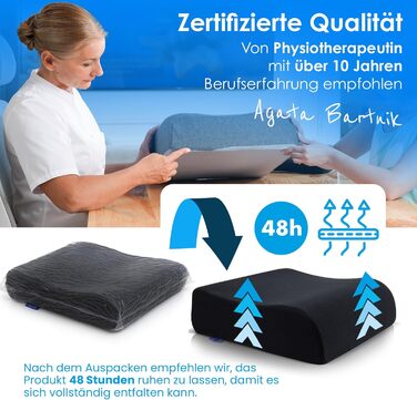 Подушка-підсидник DYNMC Bequeme для дорослих та дітей, ортопедична підставка на стілець та в авто, розроблена з фізіотерапевтами (Чорний)