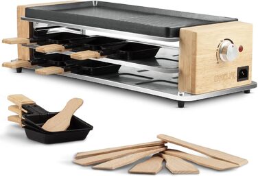 Раглеті гриль COKLAI на 8 осіб з антипригарним покриттям, для вечірок, з регулюванням температури, 8 сковородок та дерев'яними шпателями