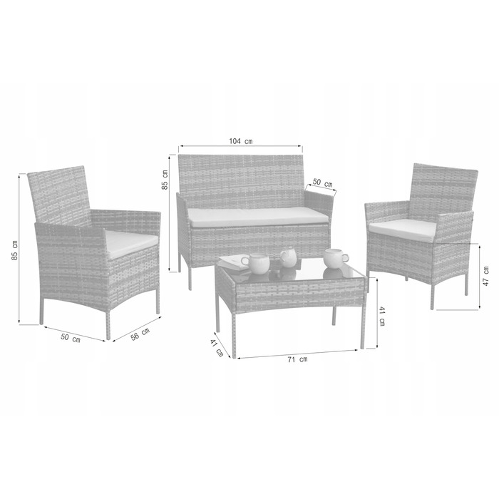 Комплект садових меблів із техноротанга MTG Trade Group, бежевий, 4 предмети