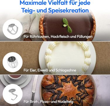 Кухонна машина MEDION MD12600: м'ясоподрібнювач, 4.6л чаша з нержавіючої сталі, тихий DC-двигун, 800 Вт, набір дисків для тертя, шинкування та нарізання, сенсорний дисплей, міксер, тістоміс