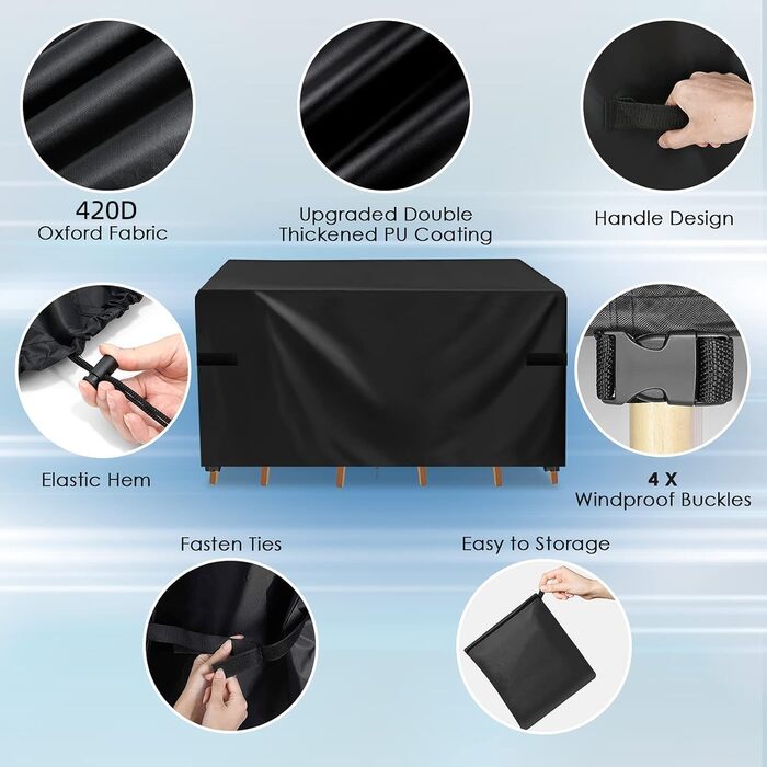 Водонепроникний чохол для садово-патіо меблів GARPROVM, 242x182x100 см, Оксфорд, для софи, столу, меблевих наборів