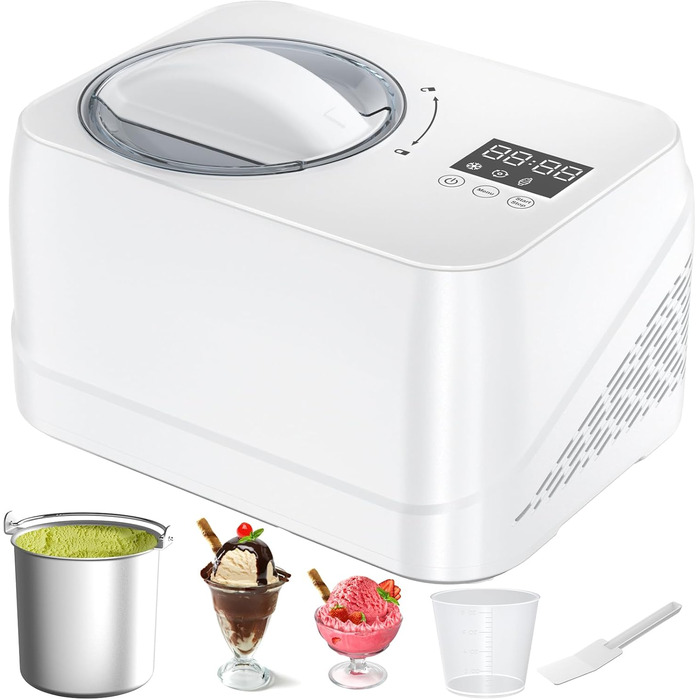 Машина для приготування льоду з компресором 1л, самостійно охолоджувана знімним контейнером для льоду, з лопаткою/мірювальним циліндром з позначками