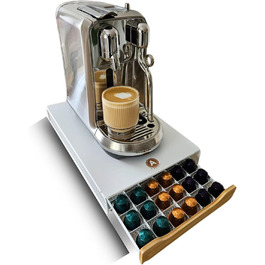 Організатор для капсул кави Nespresso Ahlivo – білий, на 60 капсул, з бамбуковою ручкою