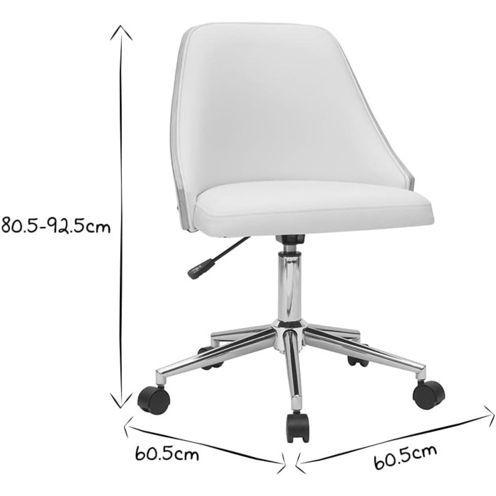 Офісне крісло Miliboo QUINO PU білий, світле дерево