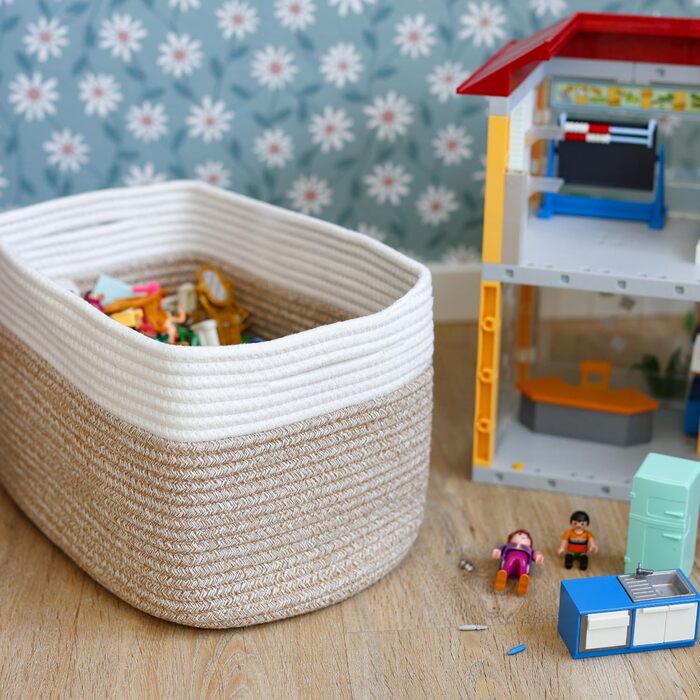 Набір кошиків для зберігання HMF, 3 шт., з прихованими ручками, бавовна, 37,5 x 25 x 22,5 см, пісочний колір