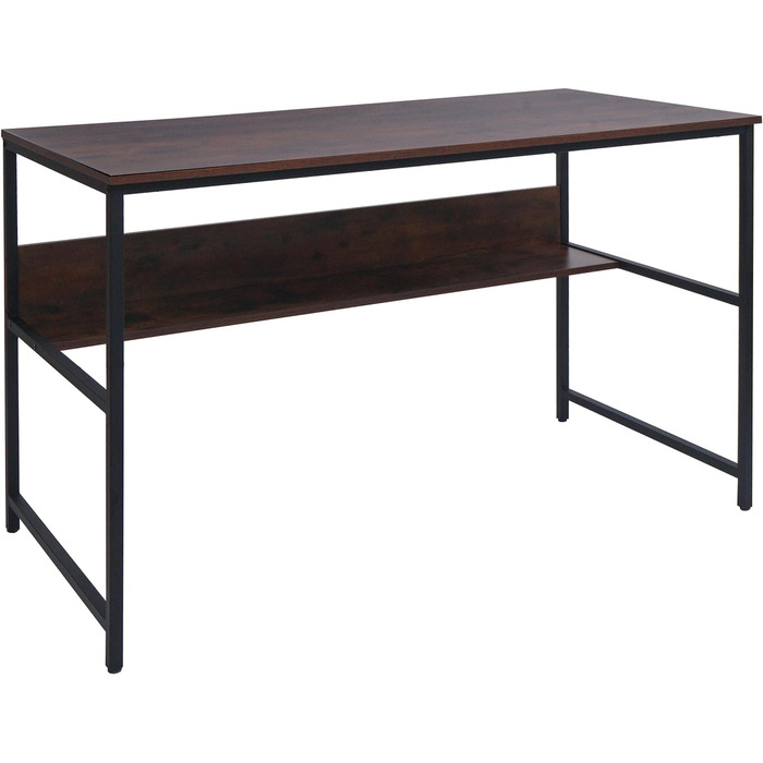 Письмовий стіл HWC-K80, Офісний стіл, Комп'ютерний стіл, Полиця для робочого столу, Металевий МДФ 120x60см - (Коричневий)