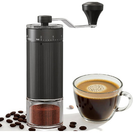 Ручна кавомолка з керамічним жорном, 40 налаштувань помелу, 30г, для еспресо, френч-пресу, подорожей (чорний)