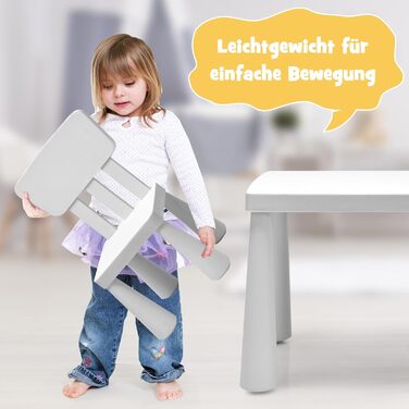 Дитячий столик та 2 стільці DREAMADE, набір меблів для навчання, їжі та ігор, пластик, білий колір, для дівчаток та хлопчиків