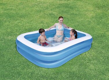 Сімейний дитячий надувний дитячий басейн Bestway, бірюзовий/білий, (211 x 132 x 46 см, комплект з дезінфекцією басейну)