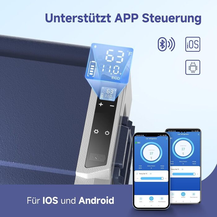 Автомобільний компресорний холодильник AAOBOSI 36л з Wi-Fi, 12/230V, -20°C до +20°C для кемпінгу, подорожей, риболовлі