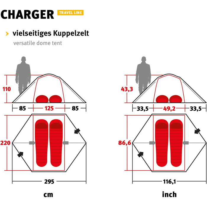 Намети Wechsel Professional Dome Tent Charger - Travel Line - Універсальний геодезичний намет на 2 особи Дуб лавр One size