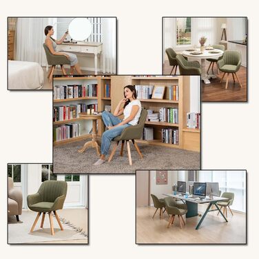 Крісло для їдальні Cosy - обертове, з підлокітниками, зелене, на дерев'яних ніжках