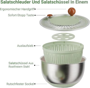 Салатниця-швидкоосушувач, 5 літрів, пластик, BPA-free