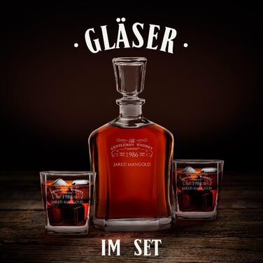 Мавертон Віскі Карафа + Набір склянок для віскі (2/4/6 шт.) з гравіюванням - 700 мл - Ідеальний подарунок для чоловіків, джентльменів